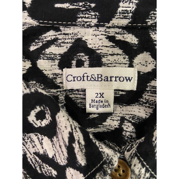 CROFT & BARROW 2X black/white print 3/4 Sleeve Button Blouse. - Picture 6 of 6